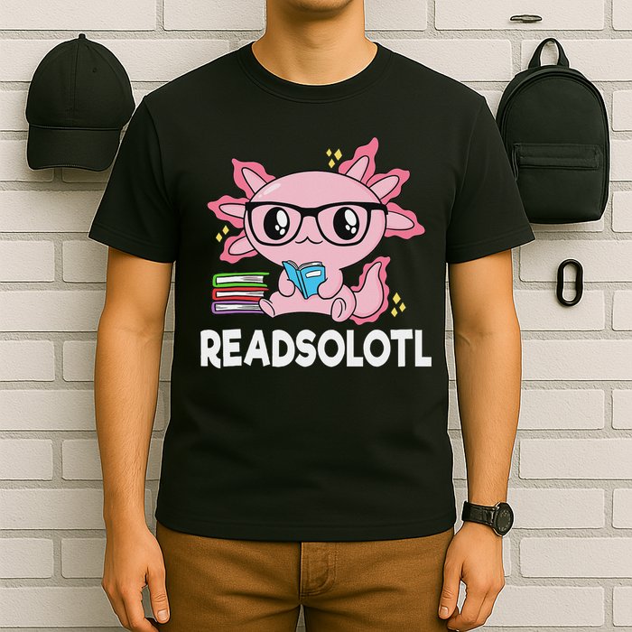 Readsolotl Kawaii Axolotl Book Lover Funny Reading T-Shirt