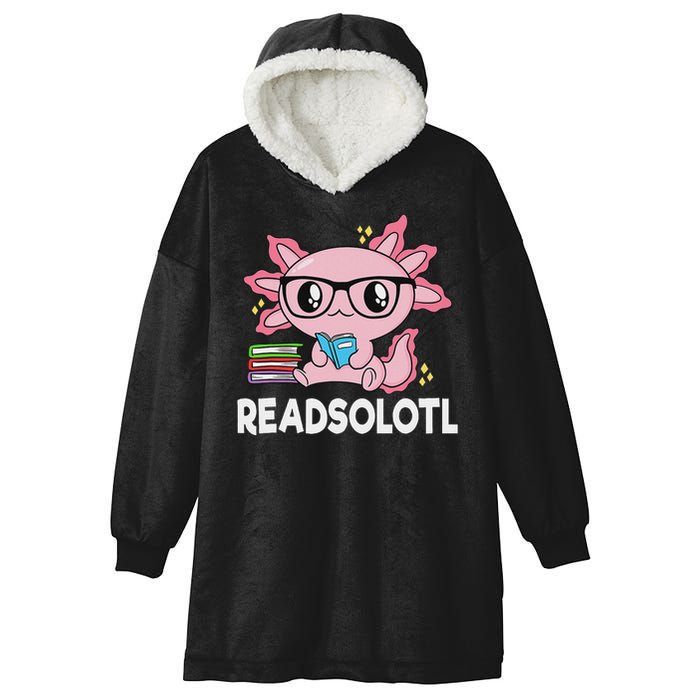 Readsolotl Kawaii Axolotl Book Lover Funny Reading Hooded Wearable Blanket