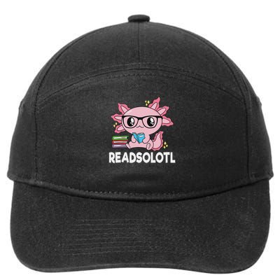 Readsolotl Kawaii Axolotl Book Lover Funny Reading 7-Panel Snapback Hat