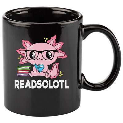 Readsolotl Kawaii Axolotl Book Lover Funny Reading 11oz C Handle Ceramic Mug