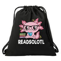 Readsolotl Kawaii Axolotl Book Lover Funny Reading Drawstring Bag