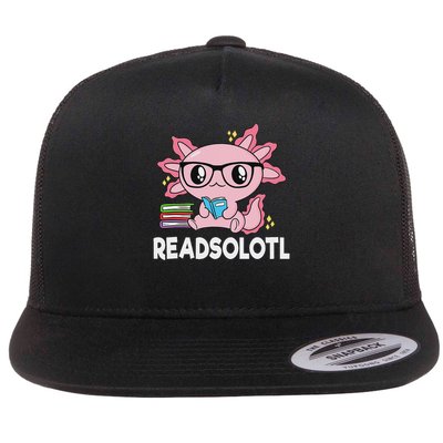 Readsolotl Kawaii Axolotl Book Lover Funny Reading Flatbill Hat