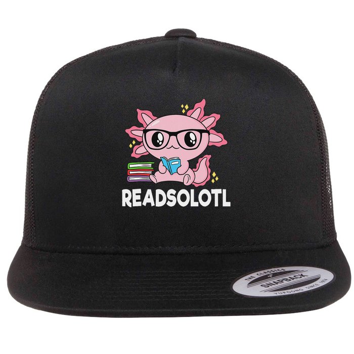 Readsolotl Kawaii Axolotl Book Lover Funny Reading Flatbill Hat