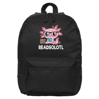 Readsolotl Kawaii Axolotl Book Lover Funny Reading 16 in Basic Backpack