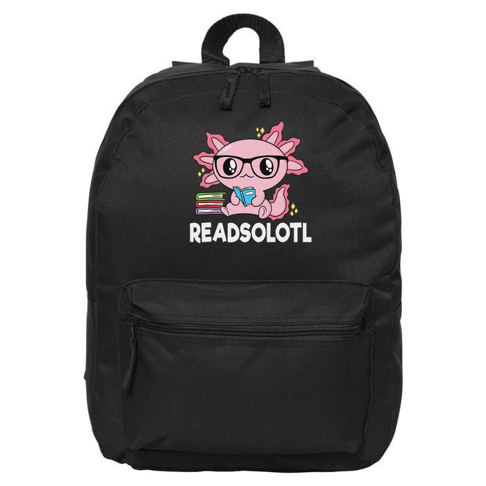Readsolotl Kawaii Axolotl Book Lover Funny Reading 16 in Basic Backpack