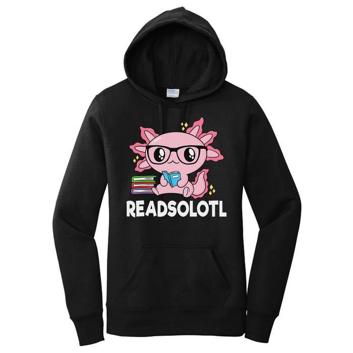 Readsolotl Kawaii Axolotl Book Lover Funny Reading Women's Pullover Hoodie