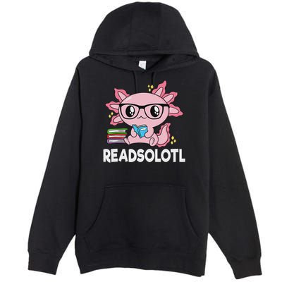 Readsolotl Kawaii Axolotl Book Lover Funny Reading Premium Pullover Hoodie
