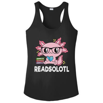 Readsolotl Kawaii Axolotl Book Lover Funny Reading Ladies PosiCharge Competitor Racerback Tank