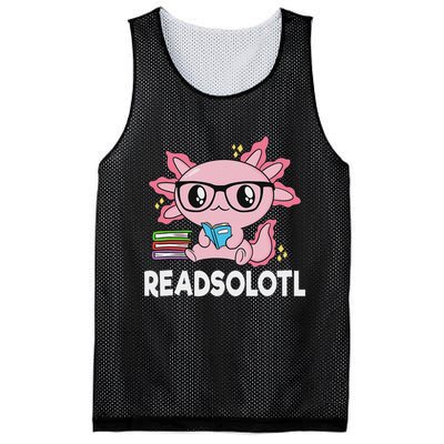 Readsolotl Kawaii Axolotl Book Lover Funny Reading Mesh Reversible Basketball Jersey Tank