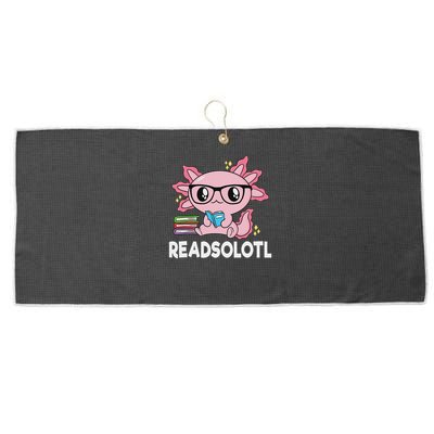 Readsolotl Kawaii Axolotl Book Lover Funny Reading Large Microfiber Waffle Golf Towel
