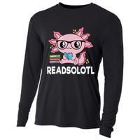Readsolotl Kawaii Axolotl Book Lover Funny Reading Cooling Performance Long Sleeve Crew