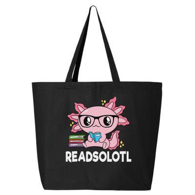 Readsolotl Kawaii Axolotl Book Lover Funny Reading 25L Jumbo Tote