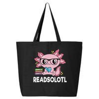 Readsolotl Kawaii Axolotl Book Lover Funny Reading 25L Jumbo Tote