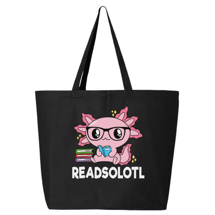 Readsolotl Kawaii Axolotl Book Lover Funny Reading 25L Jumbo Tote