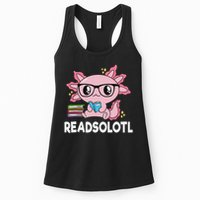 Readsolotl Kawaii Axolotl Book Lover Funny Reading Womens Tank Top