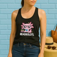 Readsolotl Kawaii Axolotl Book Lover Funny Reading Womens Tank Top