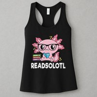 Readsolotl Kawaii Axolotl Book Lover Funny Reading Womens Tank Top