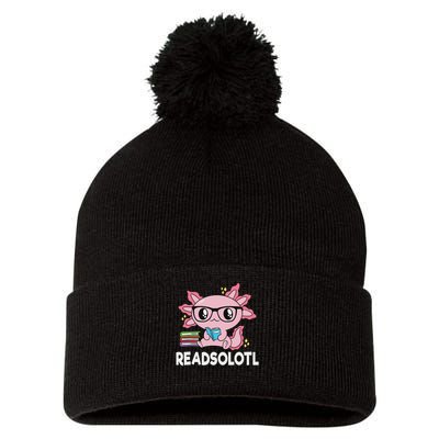 Readsolotl Kawaii Axolotl Book Lover Funny Reading Pom Pom 12in Knit Beanie