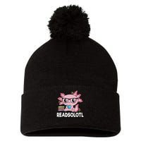 Readsolotl Kawaii Axolotl Book Lover Funny Reading Pom Pom 12in Knit Beanie