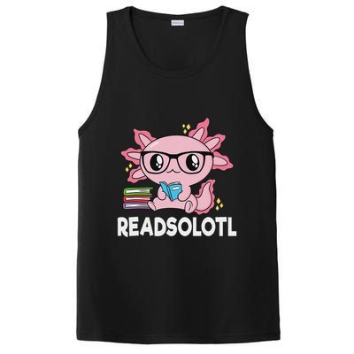 Readsolotl Kawaii Axolotl Book Lover Funny Reading PosiCharge Competitor Tank