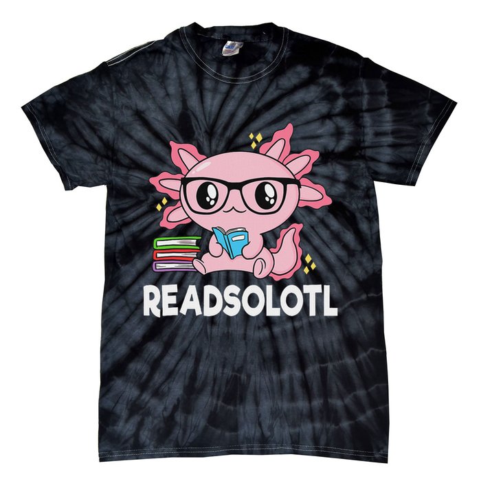 Readsolotl Kawaii Axolotl Book Lover Funny Reading Tie-Dye T-Shirt