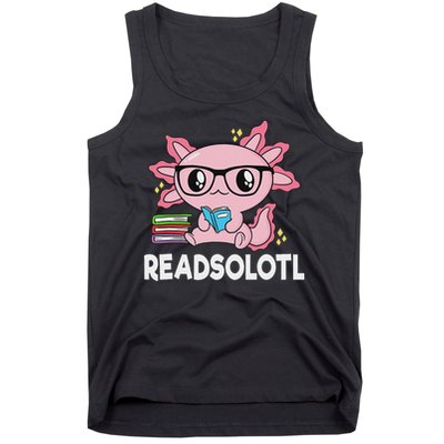 Readsolotl Kawaii Axolotl Book Lover Funny Reading Tank Top