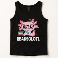 Readsolotl Kawaii Axolotl Book Lover Funny Reading Tank Top
