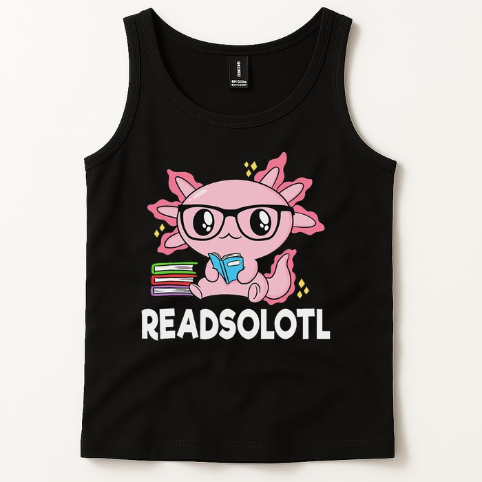 Readsolotl Kawaii Axolotl Book Lover Funny Reading Tank Top