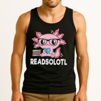 Readsolotl Kawaii Axolotl Book Lover Funny Reading Tank Top
