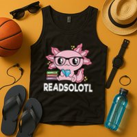 Readsolotl Kawaii Axolotl Book Lover Funny Reading Tank Top