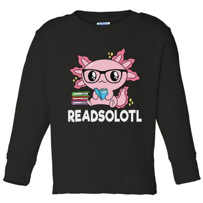 Readsolotl Kawaii Axolotl Book Lover Funny Reading Toddler Long Sleeve Shirt