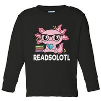 Readsolotl Kawaii Axolotl Book Lover Funny Reading Toddler Long Sleeve Shirt