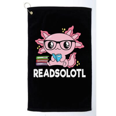 Readsolotl Kawaii Axolotl Book Lover Funny Reading Golf Towel