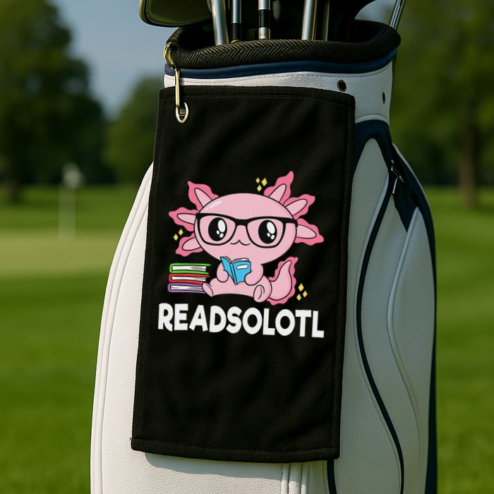 Readsolotl Kawaii Axolotl Book Lover Funny Reading Golf Towel