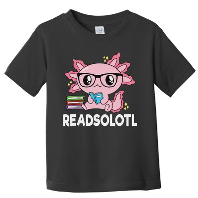 Readsolotl Kawaii Axolotl Book Lover Funny Reading Toddler T-Shirt