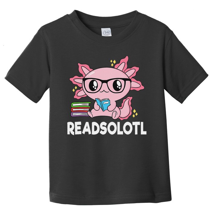 Readsolotl Kawaii Axolotl Book Lover Funny Reading Toddler T-Shirt