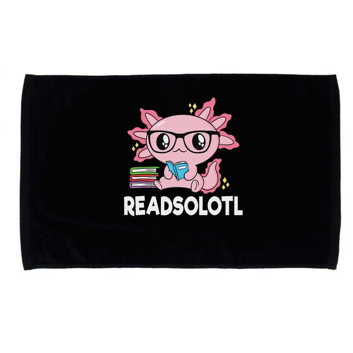 Readsolotl Kawaii Axolotl Book Lover Funny Reading Microfiber Hand Towel
