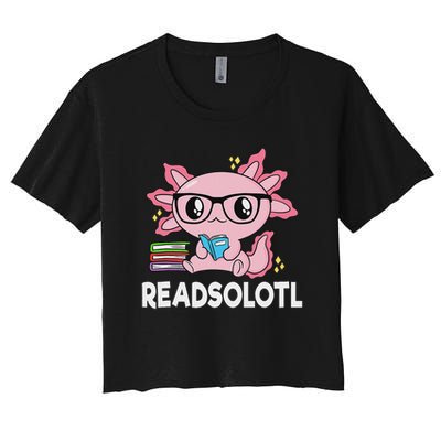 Readsolotl Kawaii Axolotl Book Lover Funny Reading Crop Top