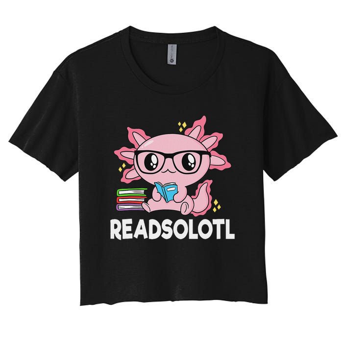 Readsolotl Kawaii Axolotl Book Lover Funny Reading Crop Top