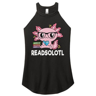 Readsolotl Kawaii Axolotl Book Lover Funny Reading Women's Perfect Tri Rocker Tank