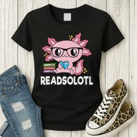 Readsolotl Kawaii Axolotl Book Lover Funny Reading Womens T-Shirt