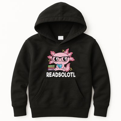 Readsolotl Kawaii Axolotl Book Lover Funny Reading Kids Hoodie