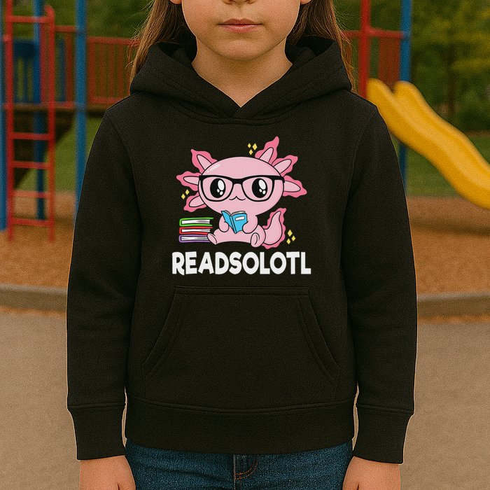 Readsolotl Kawaii Axolotl Book Lover Funny Reading Kids Hoodie
