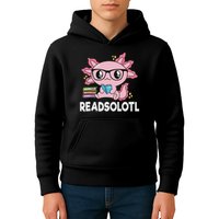 Readsolotl Kawaii Axolotl Book Lover Funny Reading Kids Hoodie