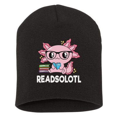 Readsolotl Kawaii Axolotl Book Lover Funny Reading Short Acrylic Beanie