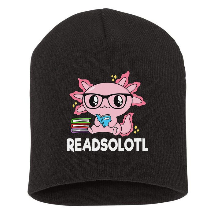 Readsolotl Kawaii Axolotl Book Lover Funny Reading Short Acrylic Beanie
