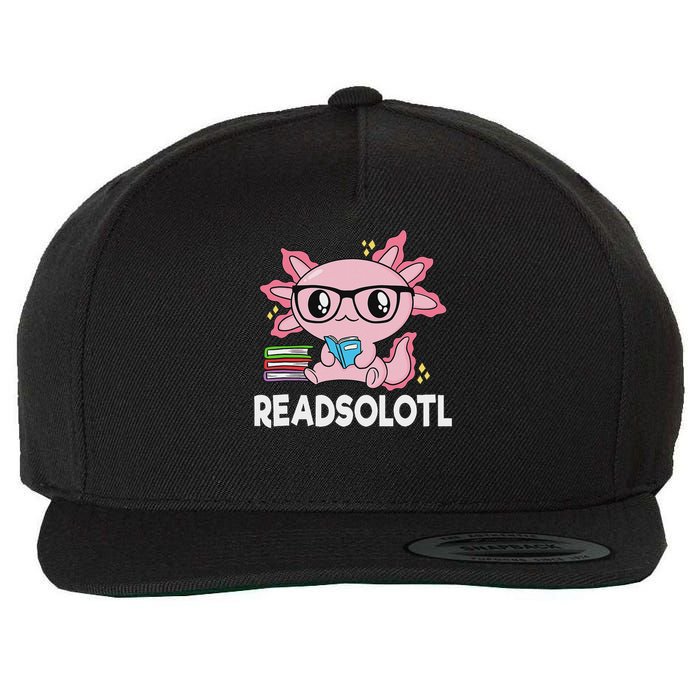 Readsolotl Kawaii Axolotl Book Lover Funny Reading Wool Snapback Cap