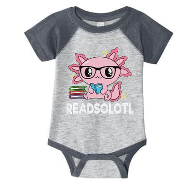 Readsolotl Kawaii Axolotl Book Lover Funny Reading Infant Baby Jersey Bodysuit