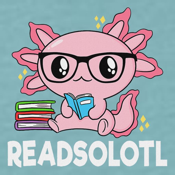 Readsolotl Kawaii Axolotl Book Lover Funny Reading Sueded Cloud Jersey T-Shirt