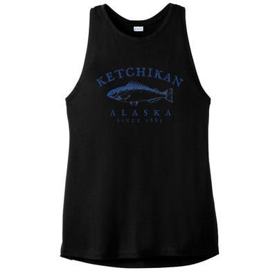 Retro Ketchikan Alaska Fishing Ladies PosiCharge Tri-Blend Wicking Tank